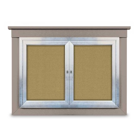 United Visual Products 36"x36" 1-Door Enclosed Letterboard, Header, Grey Felt/Walnut UV2623HD-WALNUT-GREY